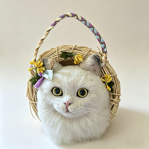 Felted Wool White Cat